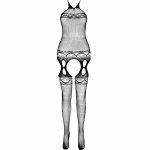 Passion ECO BS006 Bodystocking biały, ekologiczna bielizna z recyklingu, uniwersalny