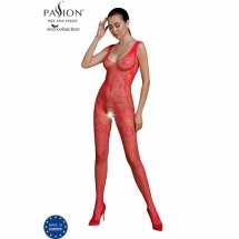 Passion Eco BS012 Bodystocking czerwony, ekologiczny materiał z recyklingu, uniwersalny one size