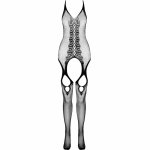 PASSION Eco Collection Bodystocking BS013 czarny, ekologiczny materiał z recyklingu, uniwersalny