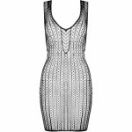 Passion BS097 Czarny Bodystocking elastyczny, koronkowa aplikacja, one size