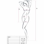 Passion BS097 Czarny Bodystocking elastyczny, koronkowa aplikacja, one size