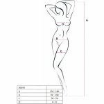 PASSION BS098 bodystocking biały, elastyczny siateczkowy materiał, jeden rozmiar