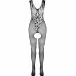 PASSION BS098 Bodystocking czarny, elastyczny siateczkowy model, jeden rozmiar