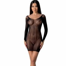 Passion BS101 Bodystocking czarny, elastyczny siatkowy model, one size