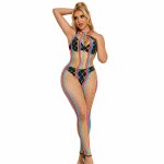 Subblime Rainbow Halter Sukienka mesh, wielokolorowa, jeden rozmiar, odkryte plecy