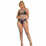 Subblime Rainbow Halter Sukienka mesh, wielokolorowa, jeden rozmiar, odkryte plecy