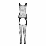 Passion BS104 Bodystocking biały, jednorozmiarowy, elastyczny, siateczkowy wzór