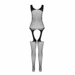 Passion BS104 Bodystocking biały, jednorozmiarowy, elastyczny, siateczkowy wzór