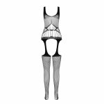 PASSION BS106 Bodystocking czerwony, elastyczny, koronkowe i siateczkowe elementy, uniwersalny