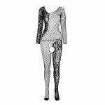 PASSION BS107 Bodystocking biały, elastyczny, jednorozmiarowy, graficzne detale