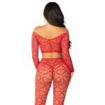 Leg Avenue Zestaw Crop Top i Pończochy Czerwone – elastyczny materiał, one size