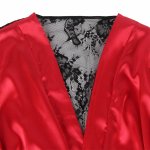 Subblime 954024 Koronkowa koszulka z tyłu + stringi czerwono-czarne L/XL – transparentne wstawki
