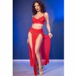 Chilirose CR 4850 Komplet top i legginsy czerwony L ze złotymi dodatkami i stringami