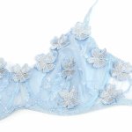 SUBBLIME Blue Floral Komplet bielizny S/M haftowana koronka błękitna z regulacją
