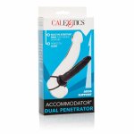 CalExotics Double Strap-On System czarny – podwójny aplikator TPR, 13 cm, dwa pierścienie