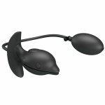 Pretty Love Delfin Czarny – nadmuchiwany korek z wibracjami, silikon medyczny, USB, 10 trybów