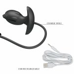 Pretty Love Delfin Czarny – nadmuchiwany korek z wibracjami, silikon medyczny, USB, 10 trybów