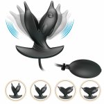 Pretty Love Delfin Czarny – nadmuchiwany korek z wibracjami, silikon medyczny, USB, 10 trybów