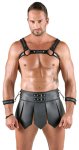 Svenjoyment Bondage Zestaw Gladiatora XL – uprząż, spódniczka męska, mankiety, matowy czarny