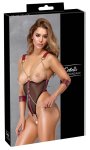 Cottelli Collection Body Bondage M czarne z kajdankami, łańcuszkami i czerwonymi akcentami