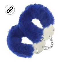 Ouch! Kajdanki Fluffy Granatowe Heavy Duty – stalowe, miękkie obszycie, szybkie otwarcie