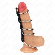 KINK Zestaw 5 metalowych pierścieni z łącznikiem skorzanym, 3,2-5 cm, stal nierdzewna