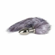 Easytoys Fox Tail Aluminium z futrzanym ogonem, srebrny, anatomiczny kształt