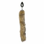 Easytoys Aluminium Plug z Futrzanym Ogonem Srebrny 40 cm, gładka powierzchnia