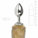 Easytoys Aluminium Plug z Futrzanym Ogonem Srebrny 40 cm, gładka powierzchnia