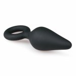 EasyToys Korek silikonowy z uchwytem Medium czarny – model anatomiczny stożkowy