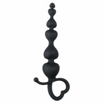 Sinner Gear Heart Anal Beads czarny silikonowy model z koralikami w kształcie serca 19 cm
