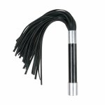 Ouch! Flogger z metalowym uchwytem – czarny bat, miękkie paski, elegancki design