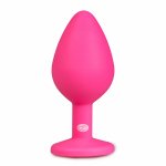 EasyToys Diamond Plug Medium rożowy, silikonowy z kryształkiem, anatomiczny, średni rozmiar