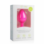 EasyToys Diamond Plug Medium rożowy, silikonowy z kryształkiem, anatomiczny, średni rozmiar