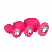 Satisfyer Zestaw anatomicznych korków silikonowych z kryształem, rożowy, 3 sztuki, gładka powierzchnia