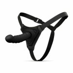 EasyToys Silicone Strap-On Bended Zestaw z Regulowaną Uprzężą i Anatomicznym Modelem, Czarny
