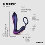 Hueman Black Hole – Wibrujący pierścień anatomiczny z pilotem, 10 trybów, czarny