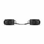 Rimba Black Cuffs – regulowane mankiety z ekoskóry, czarne, mocny łańcuch