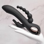 Evolved Trifecta Rabbit Vibrator Black – silikonowy model z trzema silnikami, 30 trybów, USB