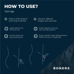 Boners Ergo – Ergonomiczny pierścień intymny, elastyczny silikon, czarny
