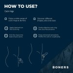 Boners Ergo – Ergonomiczny pierścień intymny, elastyczny silikon, czarny