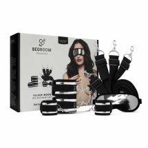 Loveboxxx Secret Pleasure Chest Silver Moon – elegancki zestaw akcesoriów srebrnych z maską i mankietami