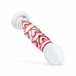 Gildo Szklany model G-Spot/Prostate z sercami – transparentny czerwony, dekoracyjne zdobienia