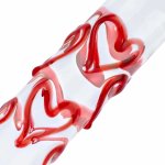 Gildo Szklany model G-Spot/Prostate z sercami – transparentny czerwony, dekoracyjne zdobienia