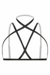 Strappy Fia Harness Bralette czarny – regulowany model z paskami i złoconymi elementami