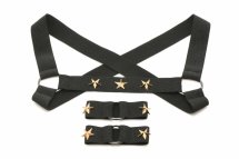 XR Brands Chest Harness Czarny – Uprząż na Klatkę Piersiową z Opaskami i Metalowymi Gwiazdami