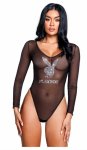 Playboy Lingerie Sparkling Bunny Teddy – Siateczka, Satyna i Kryształki, Czarny Body