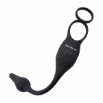 Evolved Novelties Plug & Tug Black – zestaw z wibrującym elementem i dwoma pierścieniami, silikon