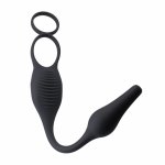 Evolved Novelties Plug & Tug Black – zestaw z wibrującym elementem i dwoma pierścieniami, silikon