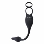 Evolved Novelties Plug & Tug Black – zestaw z wibrującym elementem i dwoma pierścieniami, silikon
